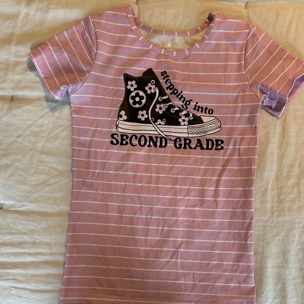Stepping Into Second Grade Kids Shirt - Pink